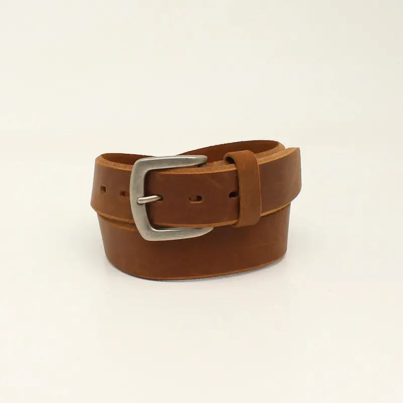 Ariat Beveled Edge Embroidered Logo Brown Belt 1