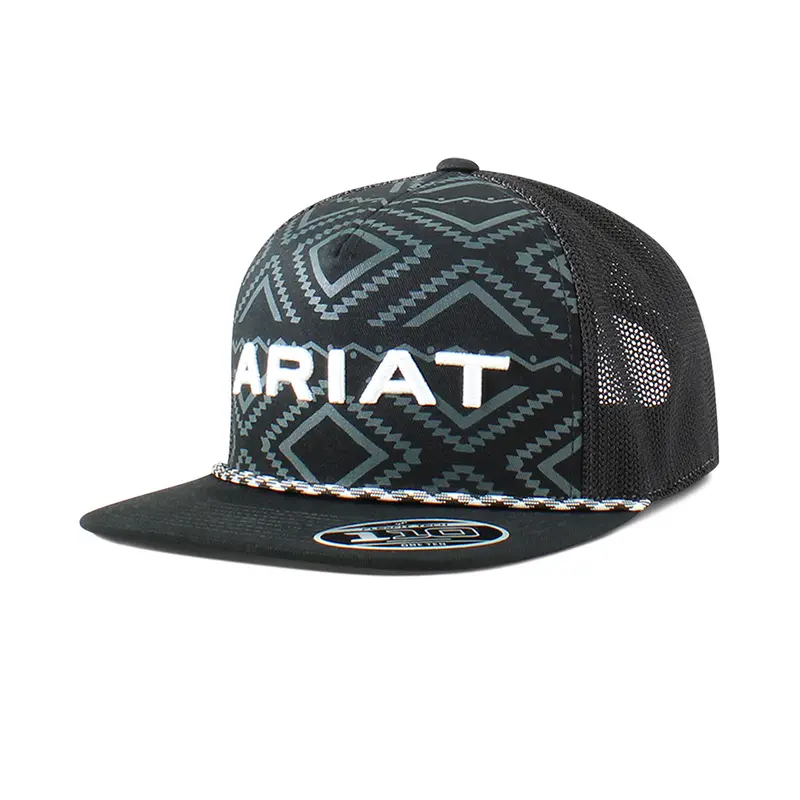 Ariat Black Aztec Print Flex Fit Ball Cap 1