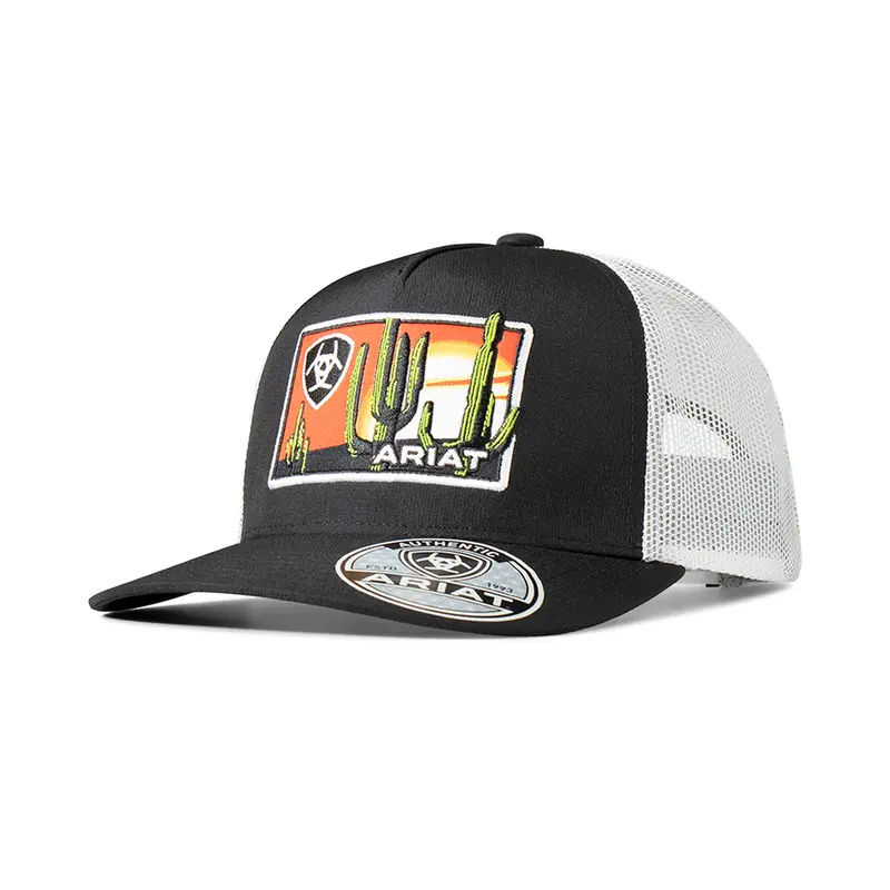 Ariat Black With Desert Scene Logo Patch Ball Cap 1