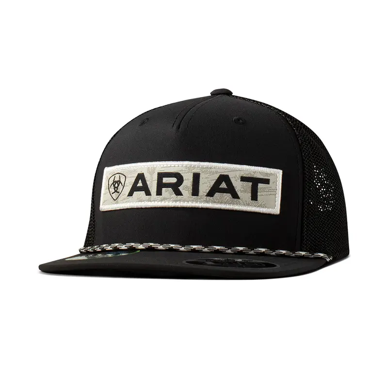 Ariat Black With Grey Desert Scene Patch Flexfit Ball Cap 1