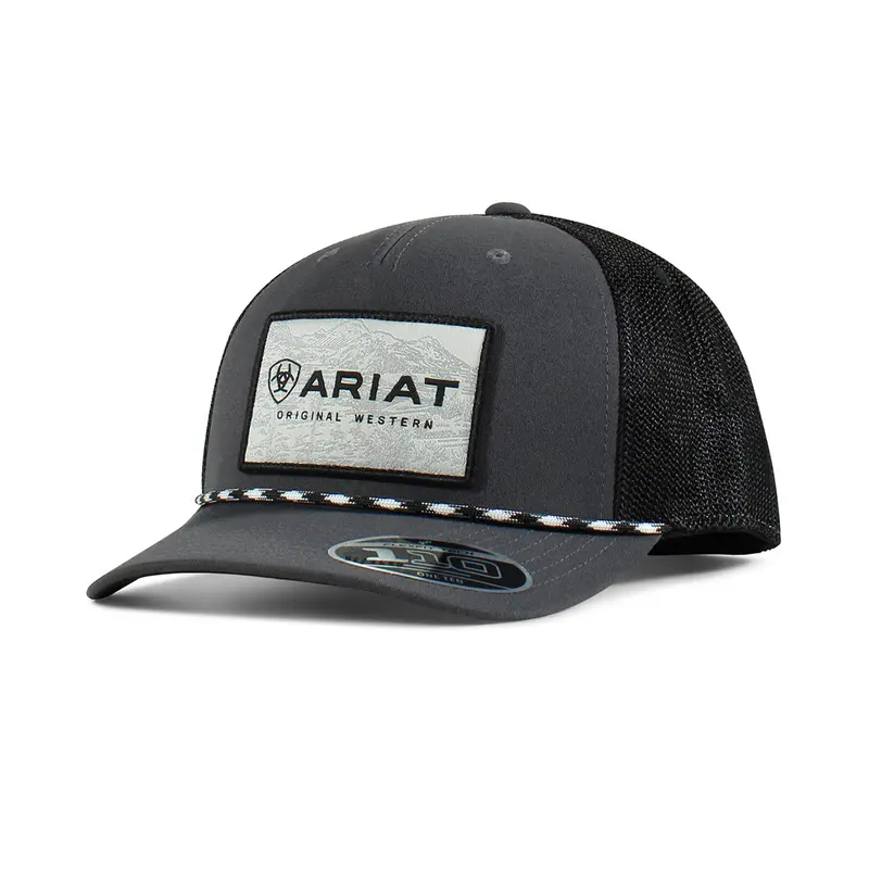 Ariat Black With Rectangle Logo Patch Ball Cap 1