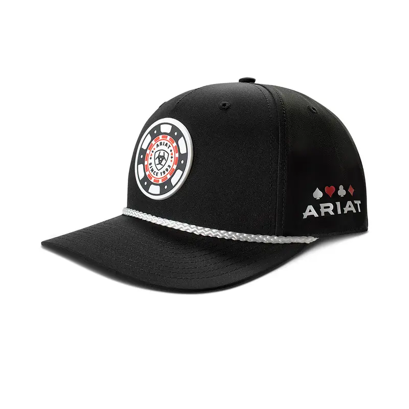 Ariat Black With Rubber Poker Chip Patch Ball Cap 1