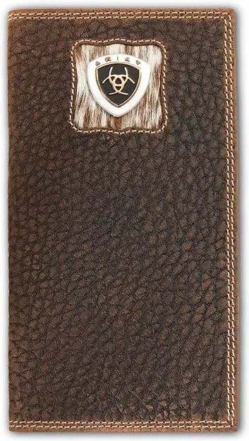 Ariat Bown And White Calf Hair Inlay Rodeo Wallet 1