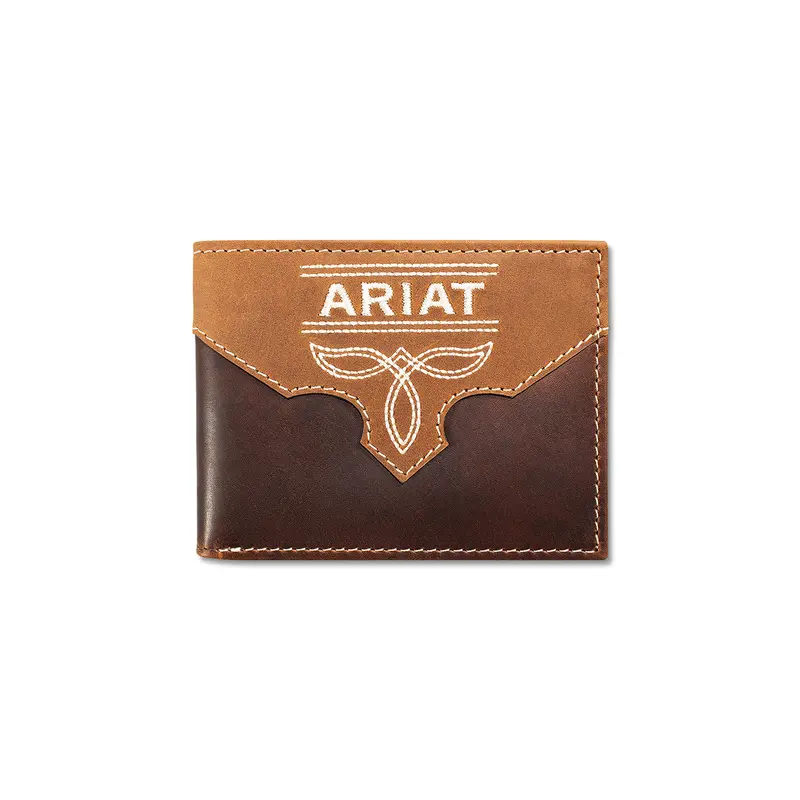 Ariat Brown Crazy Horse Leather Overlaid Bifold Wallet 1