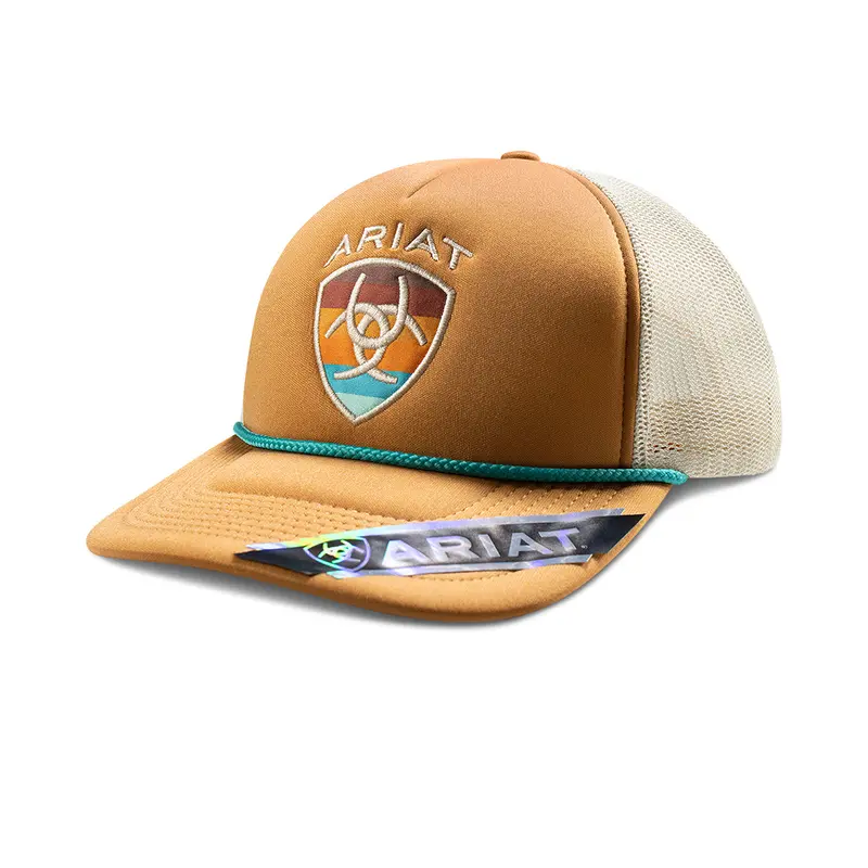 Ariat Camel With Striped Shield Patch Ball Cap 1