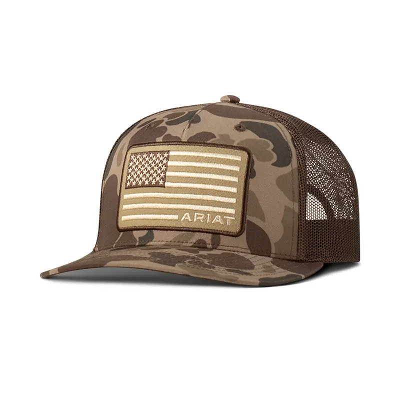Ariat Camo With Tan Flag Patch Ball Cap 1