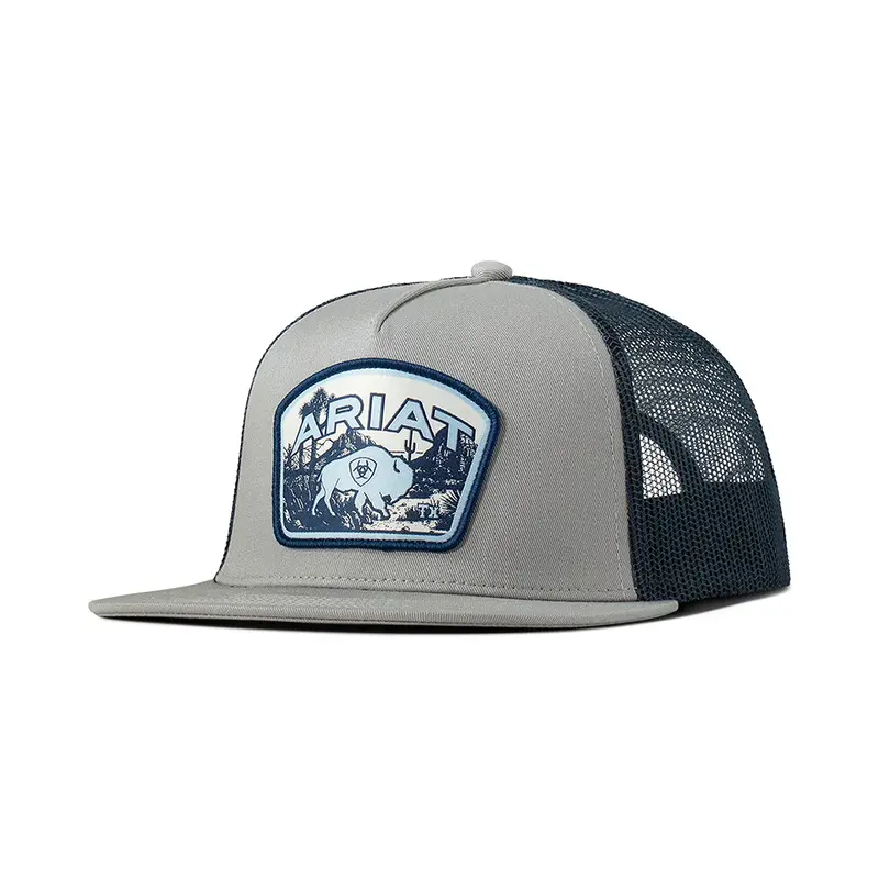 Ariat Grey With Embroidered Name And Shield Patch Ball Cap 1