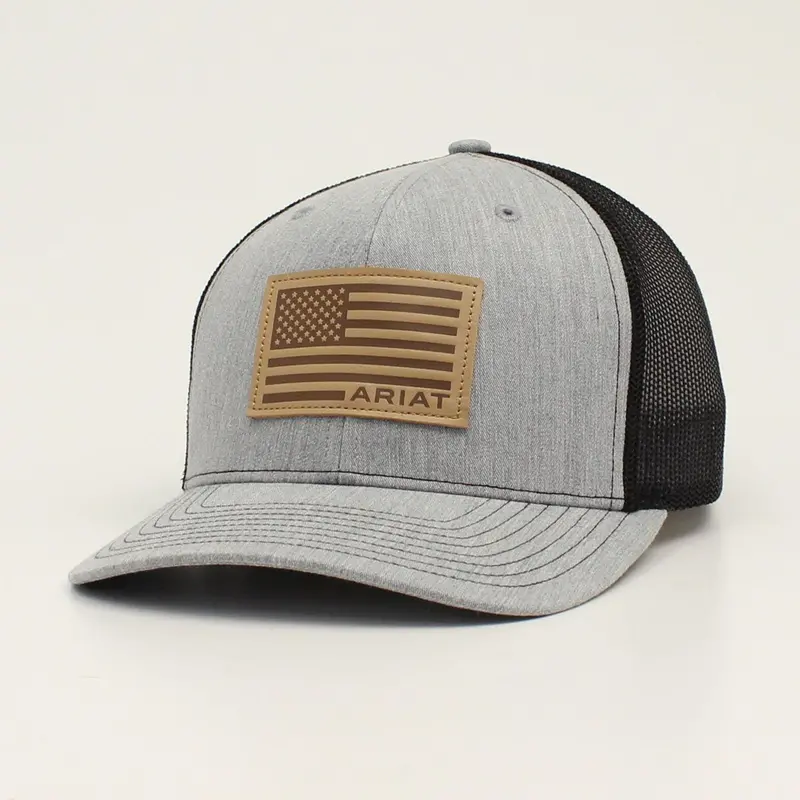 Ariat Grey With Usa Flag Patch Ball Cap 1