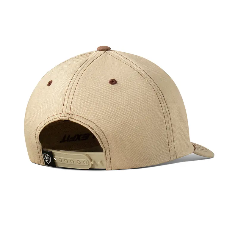 Ariat Khaki With Embossed Faux Leather Logo Patch Flexfit Ball Cap 2