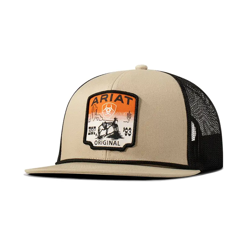 Ariat Khaki With Embroidered Desert Scene Patch Ball Cap 1
