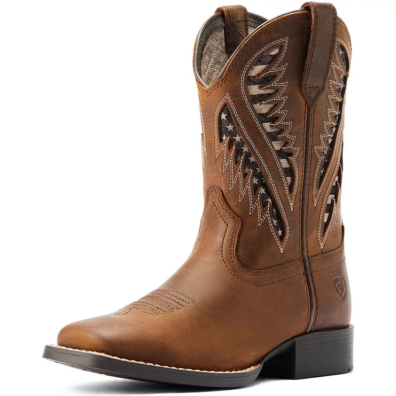 Ariat Kid's Distressed Tan Quickdraw Venttek Western Boot 1