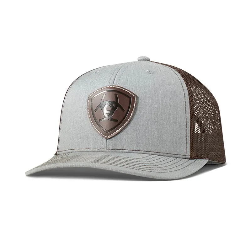 Ariat Light Grey Embossed Shield Patch Ball Cap 1