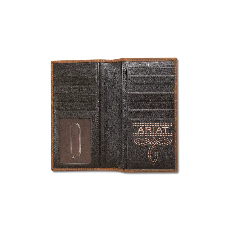 Ariat Medium Brown Large Basket Weave Rodeo Wallet 2
