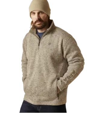 Ariat Men's Beige Caldwell Logo 1/4 Zip Sweater 2