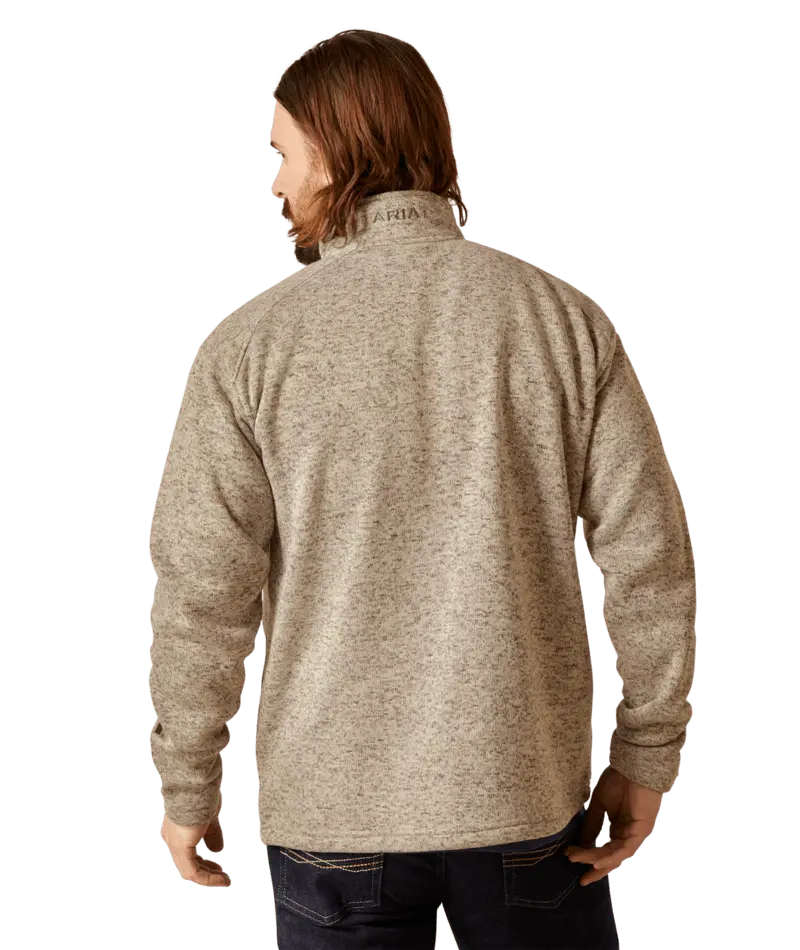 Ariat Men's Beige Caldwell Logo 1/4 Zip Sweater 5