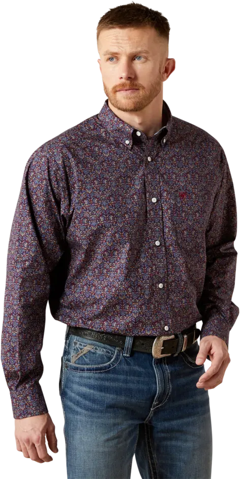 Ariat Men's Blue Wrinkle Free Brendan Classic Fit Shirt 1