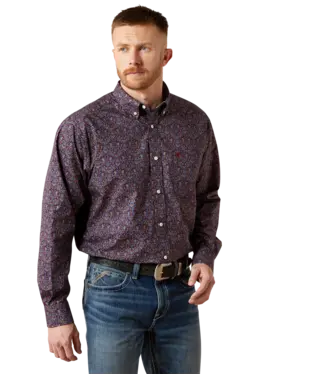 Ariat Men's Blue Wrinkle Free Brendan Classic Fit Shirt 2