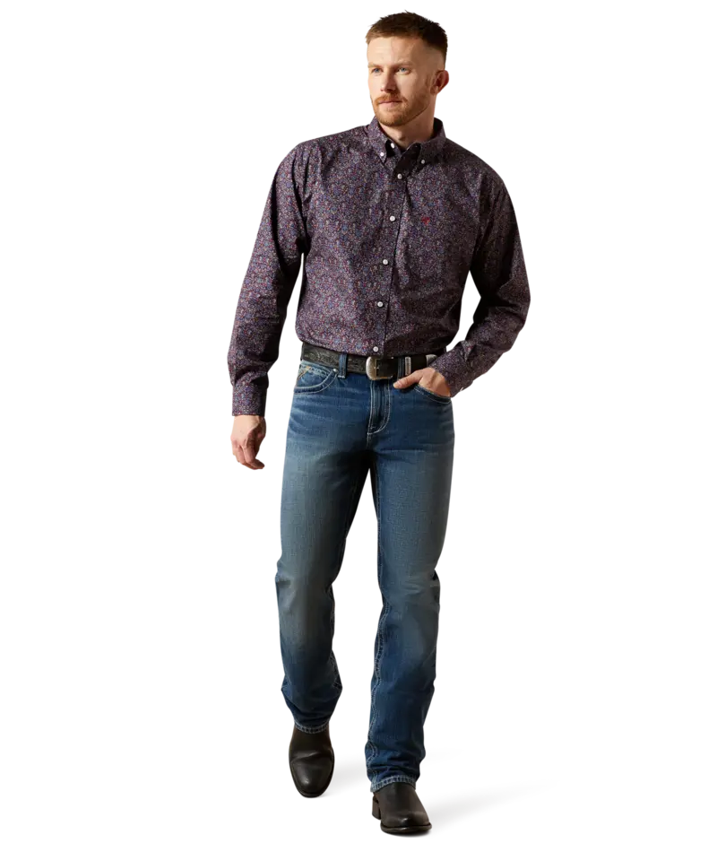 Ariat Men's Blue Wrinkle Free Brendan Classic Fit Shirt 3