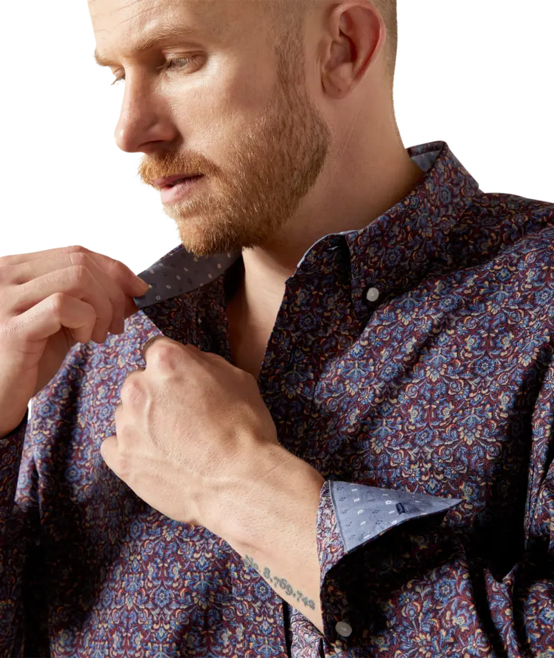 Ariat Men's Blue Wrinkle Free Brendan Classic Fit Shirt 4