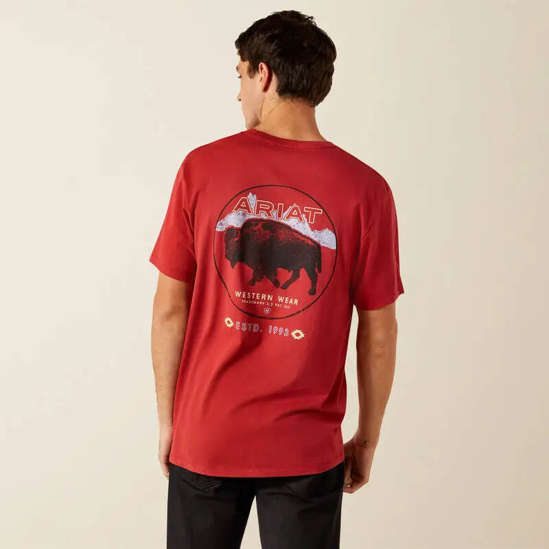 Ariat Men's Brick Red Patriot Buffalo Coin Tee 1
