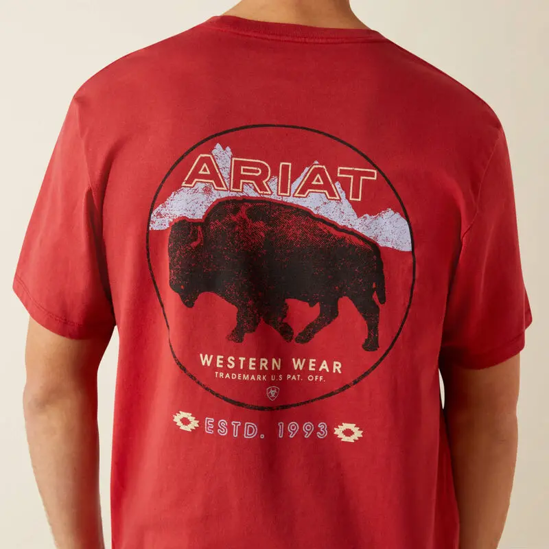 Ariat Men's Brick Red Patriot Buffalo Coin Tee 4