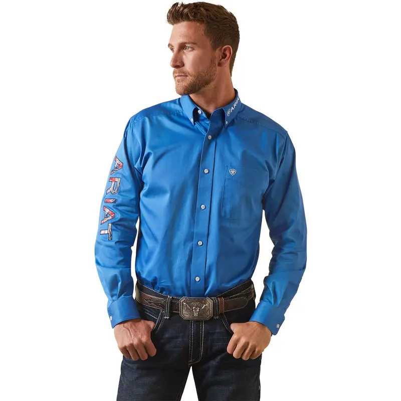 Ariat Men's Campanula Team Logo Twill Fitted Long Sleeve Shirt 1