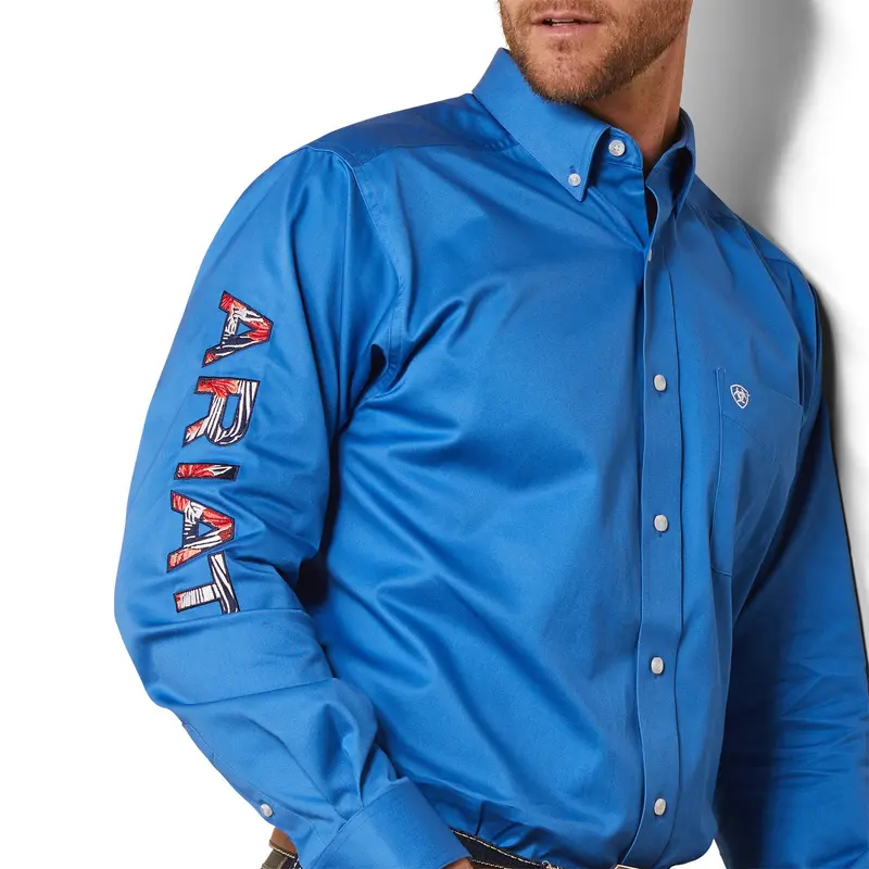 Ariat Men's Campanula Team Logo Twill Fitted Long Sleeve Shirt 3