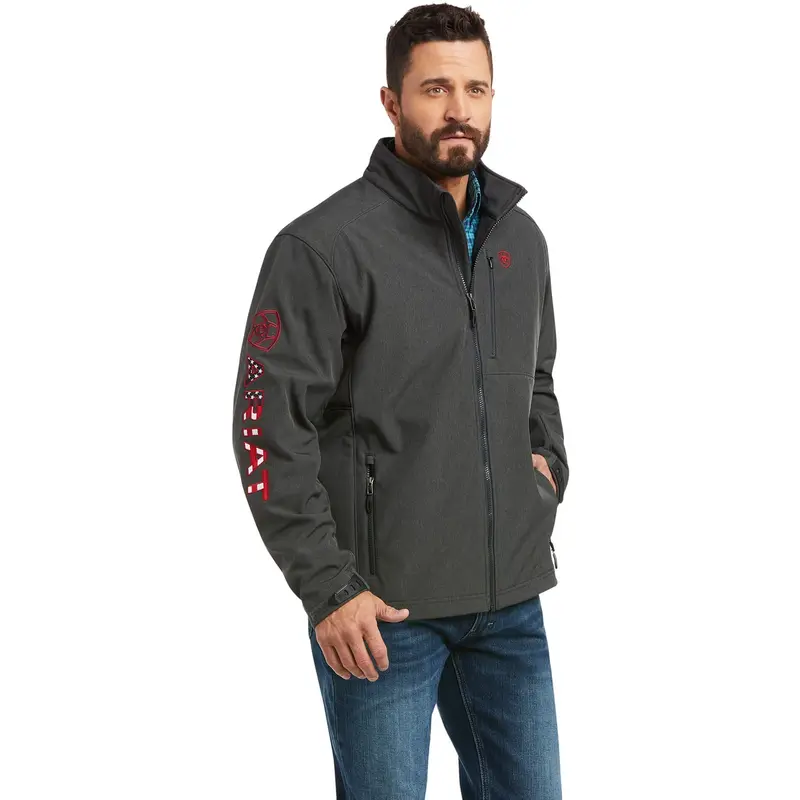 Ariat Men's Charcoal Americana Logo 2.0 Softshell Jacket 1