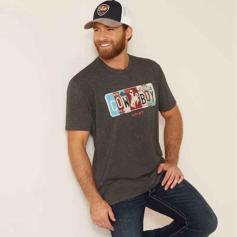Ariat Men's Charcoal License Plate Cowboy Tee 1