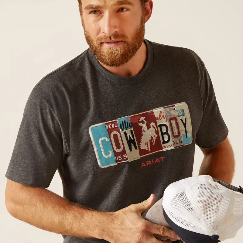 Ariat Men's Charcoal License Plate Cowboy Tee 3