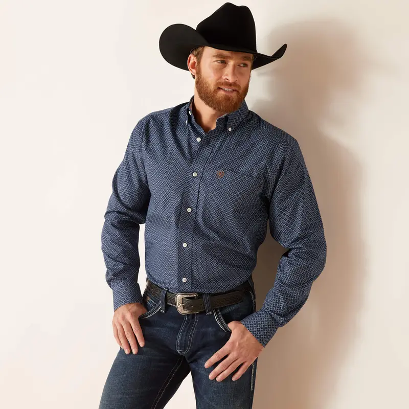 Ariat Men's Dark Indigo Wrinkle Free Keagan Fitted Shirt 1