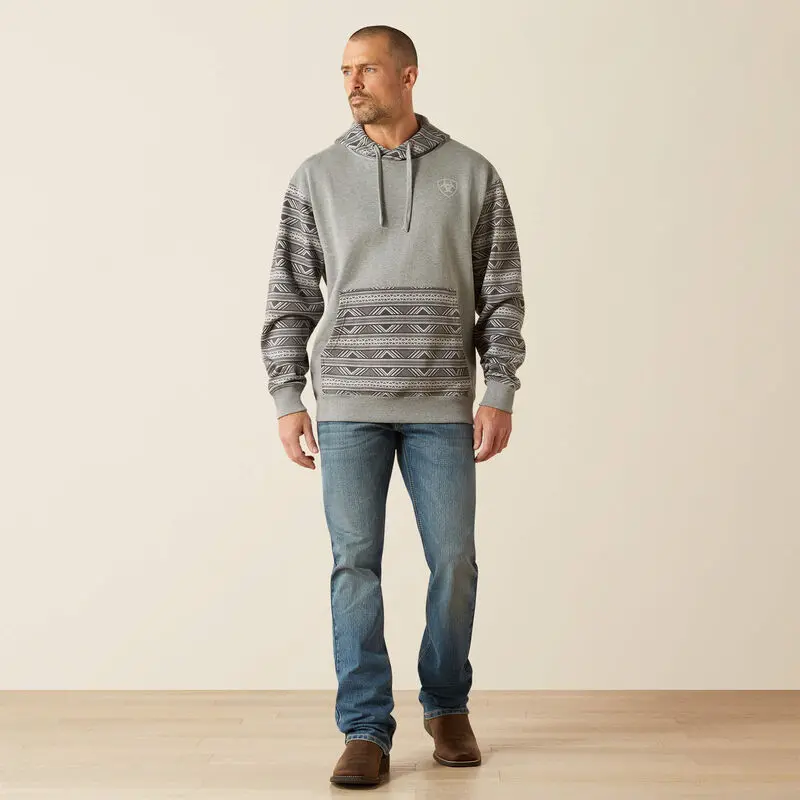 Ariat Men's Grey Geo Serape Southwestern Color Block Hoodie 2