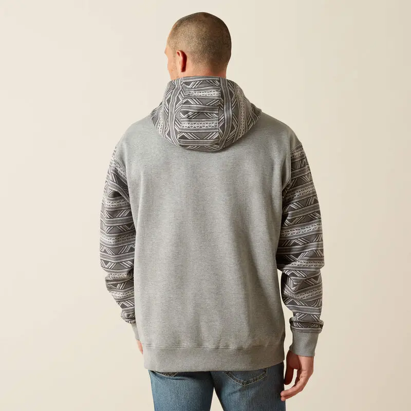 Ariat Men's Grey Geo Serape Southwestern Color Block Hoodie 4