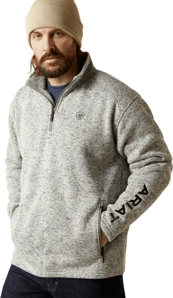 Ariat Men's Nulla Heather Caldwell Logo 1/4 Zip Sweater 1