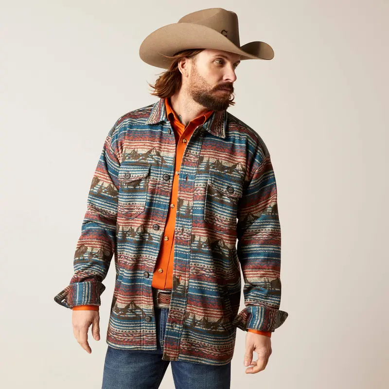 Ariat Men's Oxford Tan Buffalo Caldwell Printed Shirt Jacket 1