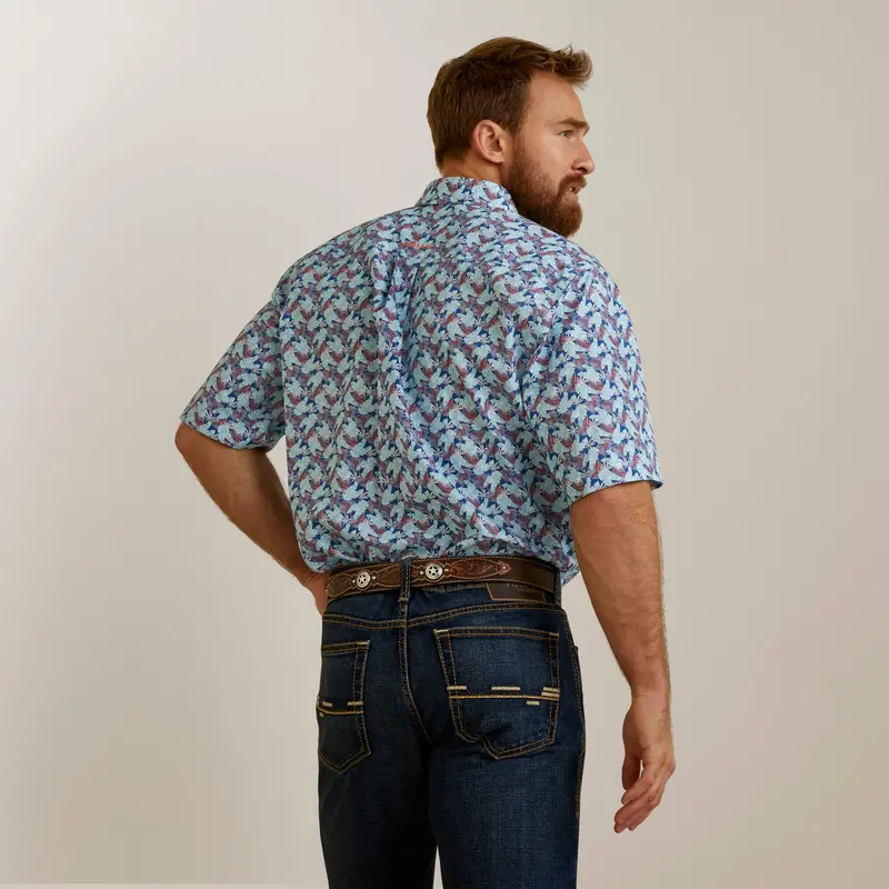 Ariat Men's Wrinkle Free Wrigley Classic Fit Bright Cobalt Shirt 5