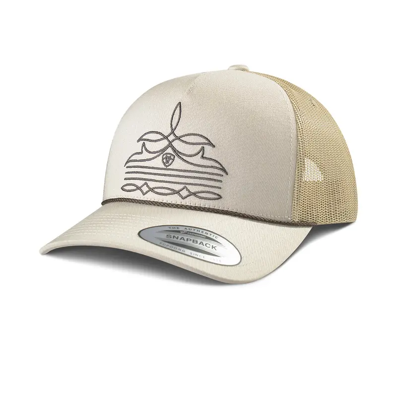 Ariat Tan With Boot Stitch Embroidery Ball Cap 1