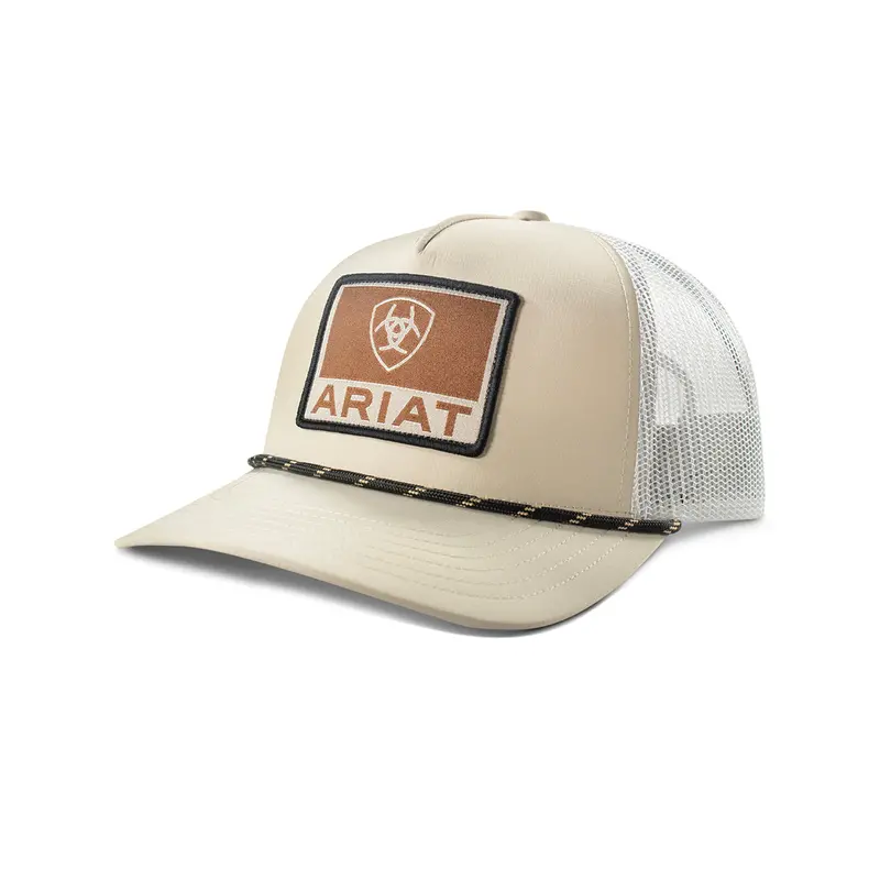 Ariat Tan With Square Logo Patch Ball Cap 1