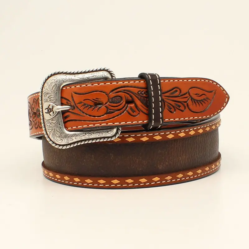 Ariat Tooled And Buck Laced Leather Belt 1