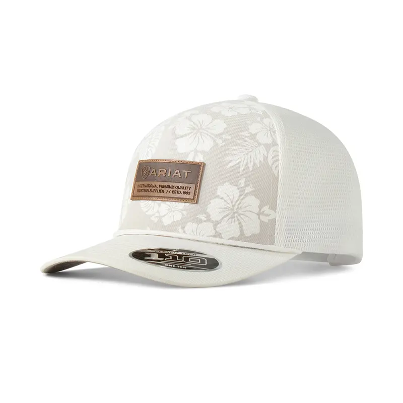 Ariat White Hawaiian Flower Printed Ball Cap 1