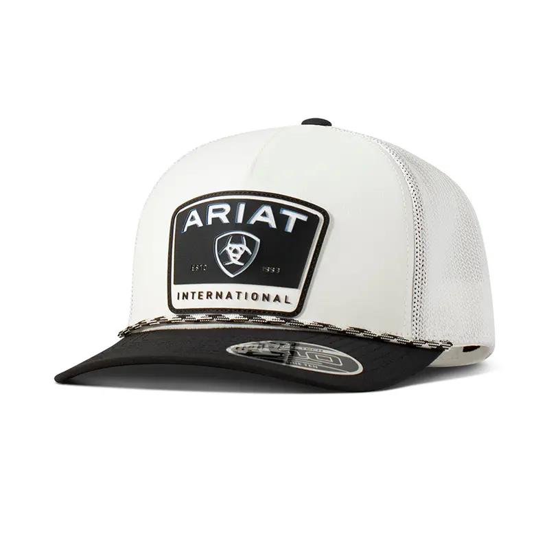 Ariat White With Rubber Filigree Logo Patch Flexfit Ball Cap 1