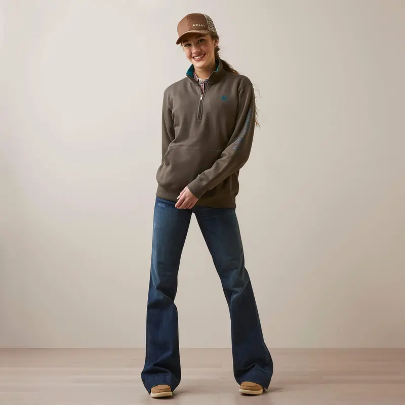 Ariat Women's Banyan Bark Half Zip Logo Sweatshirt 2