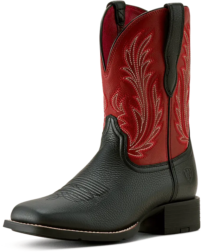 Ariat Women's Black Deertan Round Up Filly Wide Square Toe Boot 1