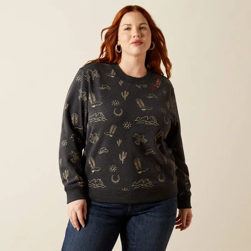 Ariat Women's Black Heather Essential Crew Sweatshirt 5