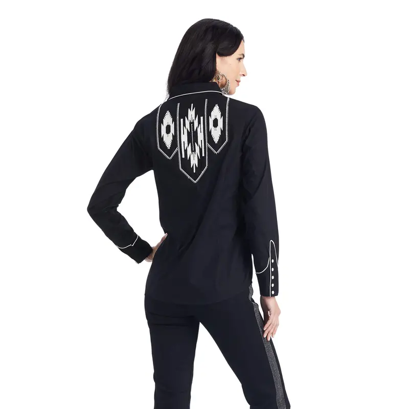 Ariat Women's Black Retro Snap Chimayo Shirt 3