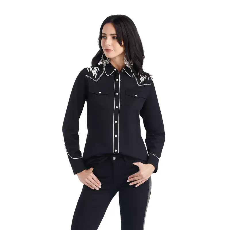 Ariat Women's Black Retro Snap Chimayo Shirt 4