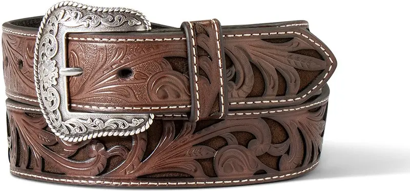 Ariat Women's Brown Floral And Roughout Belt 1