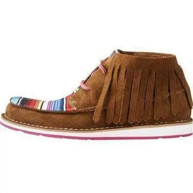 Ariat Women's Cruiser Dark Brown Suede/Pink Serape Fringe 1