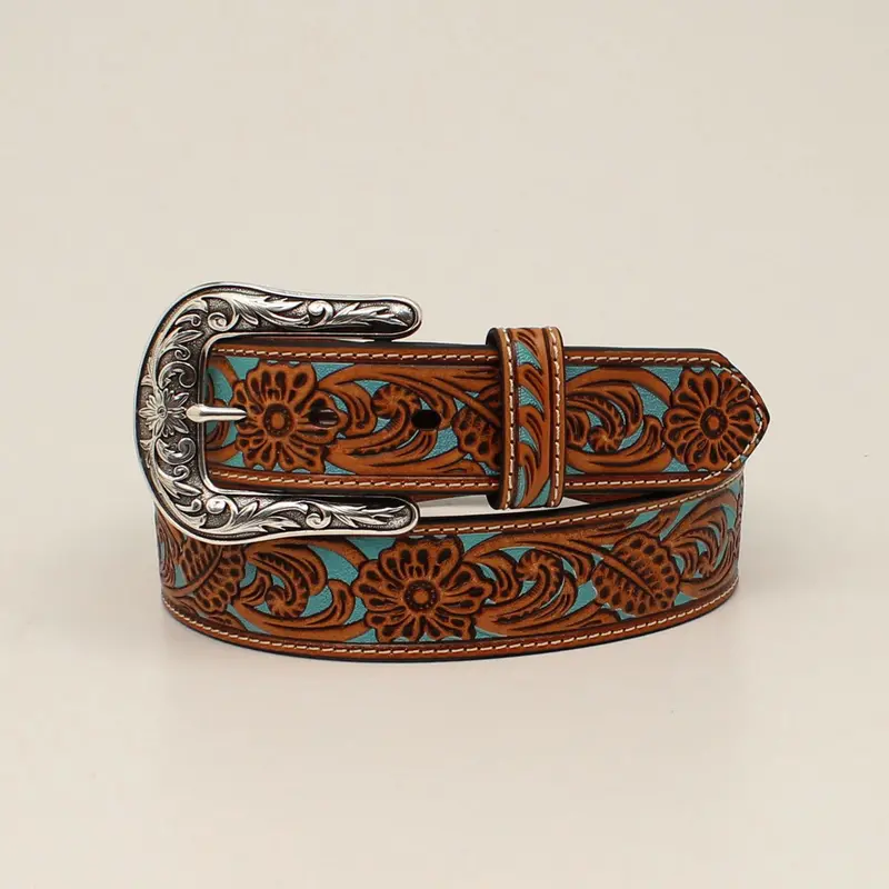Ariat Women's Floral Overlay Turquoise Underlay Belt 1