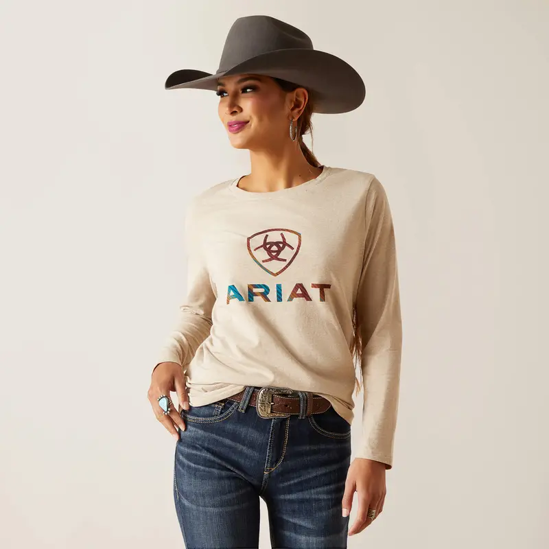 Ariat Women's Oatmeal Serape Shield Long Sleeve Tee 1